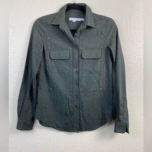 See by Chloe Wool Military Green Utility Button Up Long Sleeve Shirt women’s 2